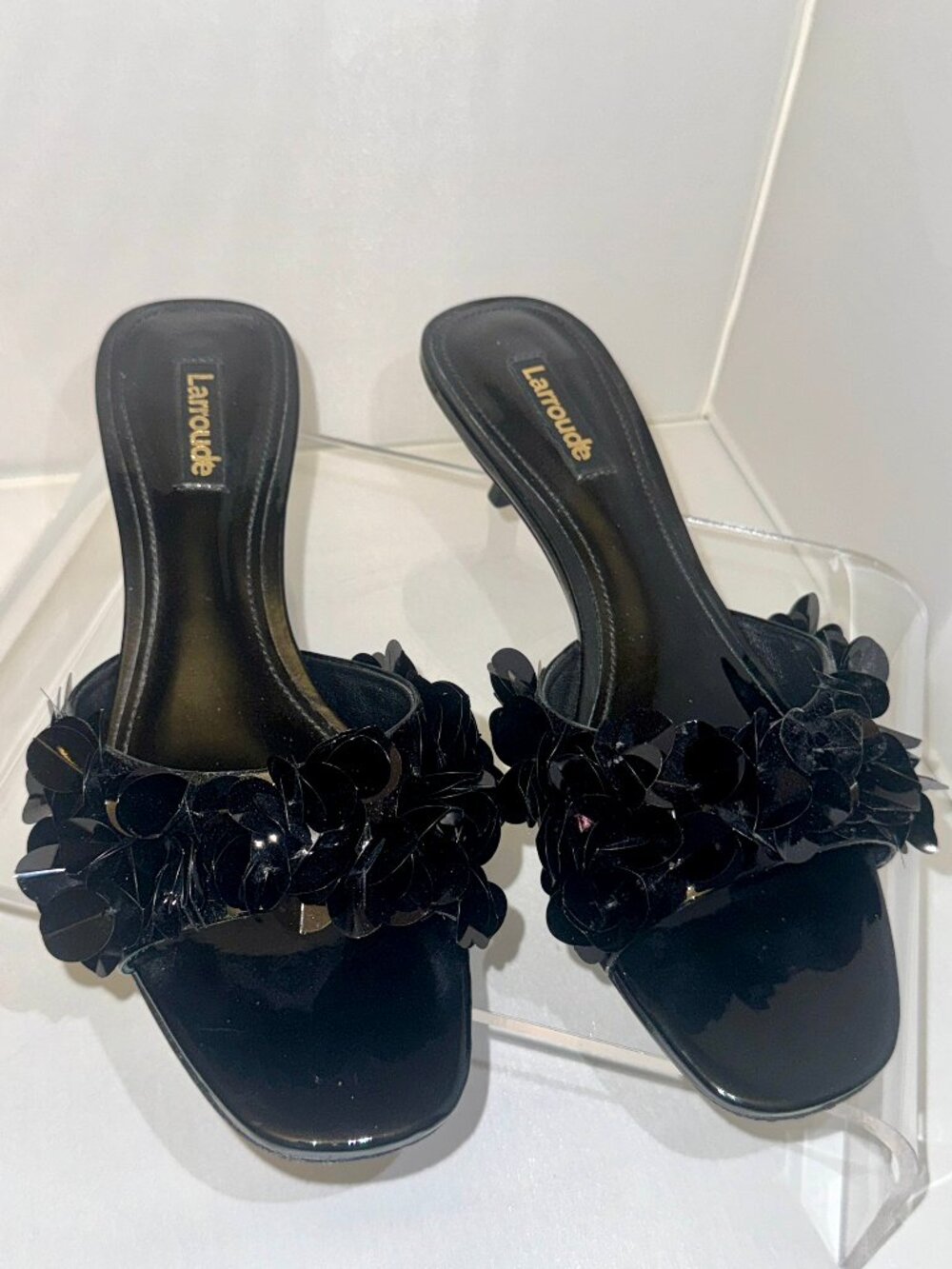 Larroude Greta Disco In Black Patent Leather